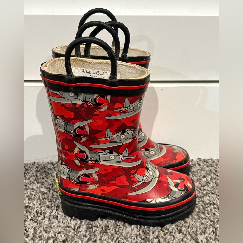 Western Chief Red Plane Rain Boots Toddler Size 5c